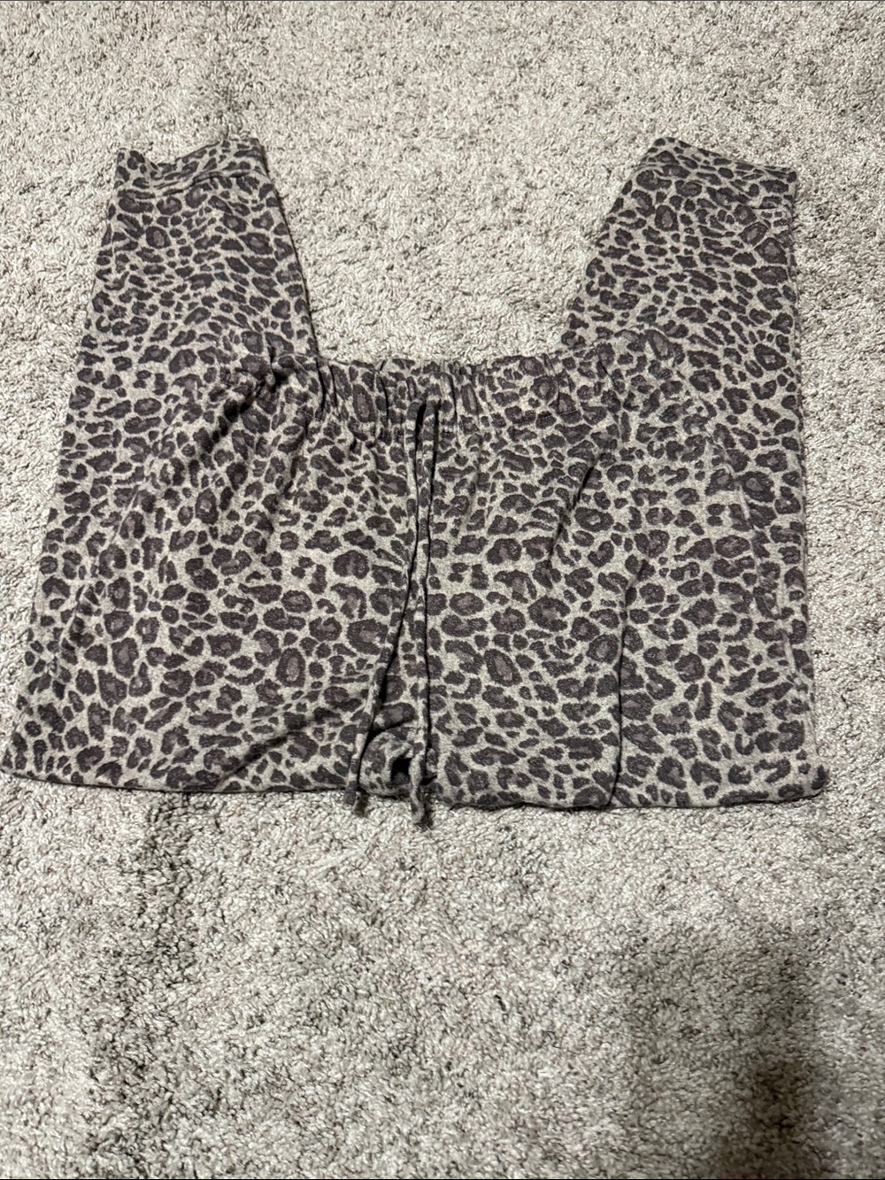 Leopard Print Lounge Pants - Taupe & Black